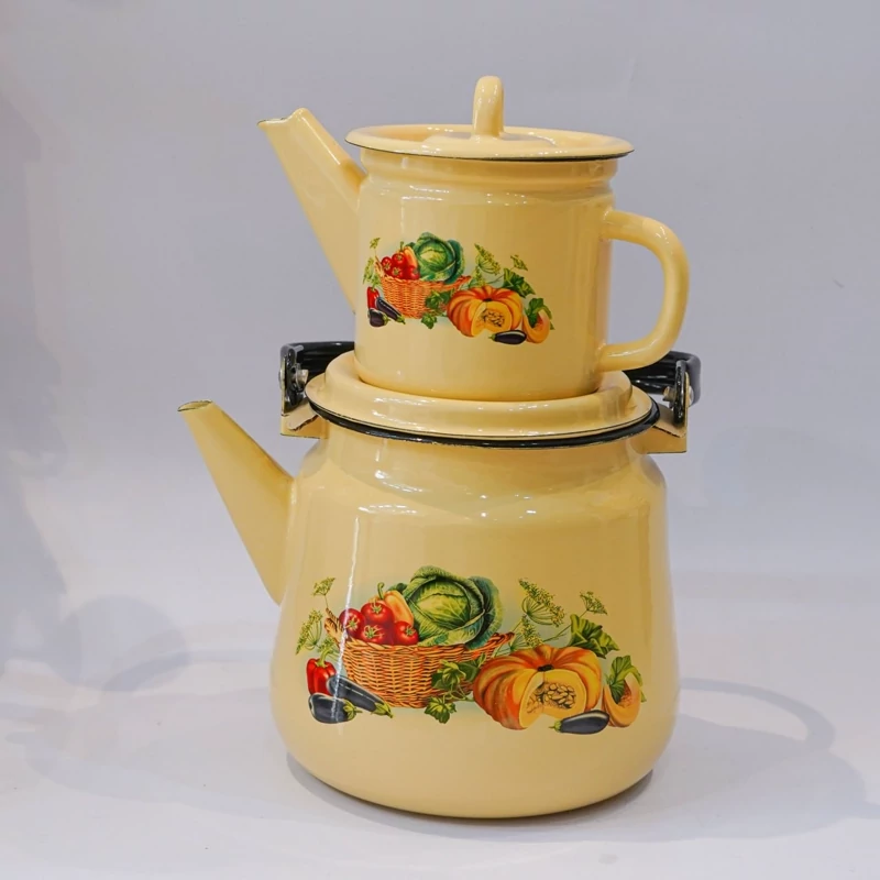 کتری و قوری-لعابی-طرح کدو -3.5 لیتری- ساخت روسیه