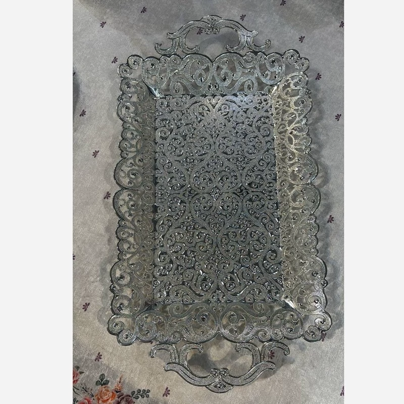 سینی آسنا- مدل پیچک-8نفره- زاماک-نقره کربلا