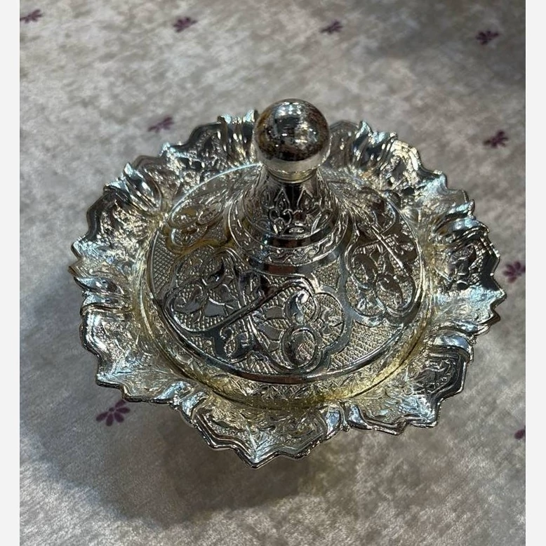 قندان گرد آسنا- سایز بزرگ- طلایی و نقره ای- زاماک- نقره کربلا